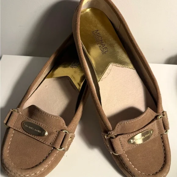 Michael Kors Brown Loafers with Gold Accents - Picture 2 of 6